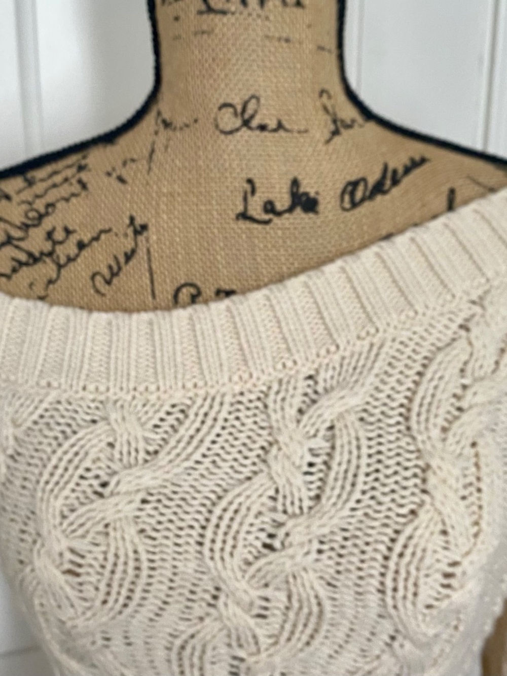 Off-the-Shoulder Neckline Cream-colored Cable Knit Sweater Dress. Small. Tags. - Picture 2 of 13